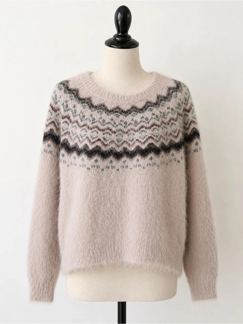 Pink Fuzzy Sparkle Fair Isle Nordic Sweater 18/20